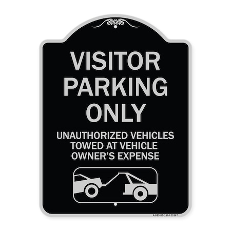 Signmission Parking Restriction Visitor Parking Only Unauthorized Vehicles Towed at Owner Expense, BS-1824-23367 A-DES-BS-1824-23367